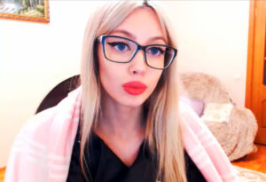 Sexy blonde girl with eyes glasses